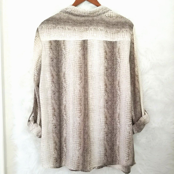 Relativity Blouse animal print brown, button up - Size XL - Picture 2 of 5